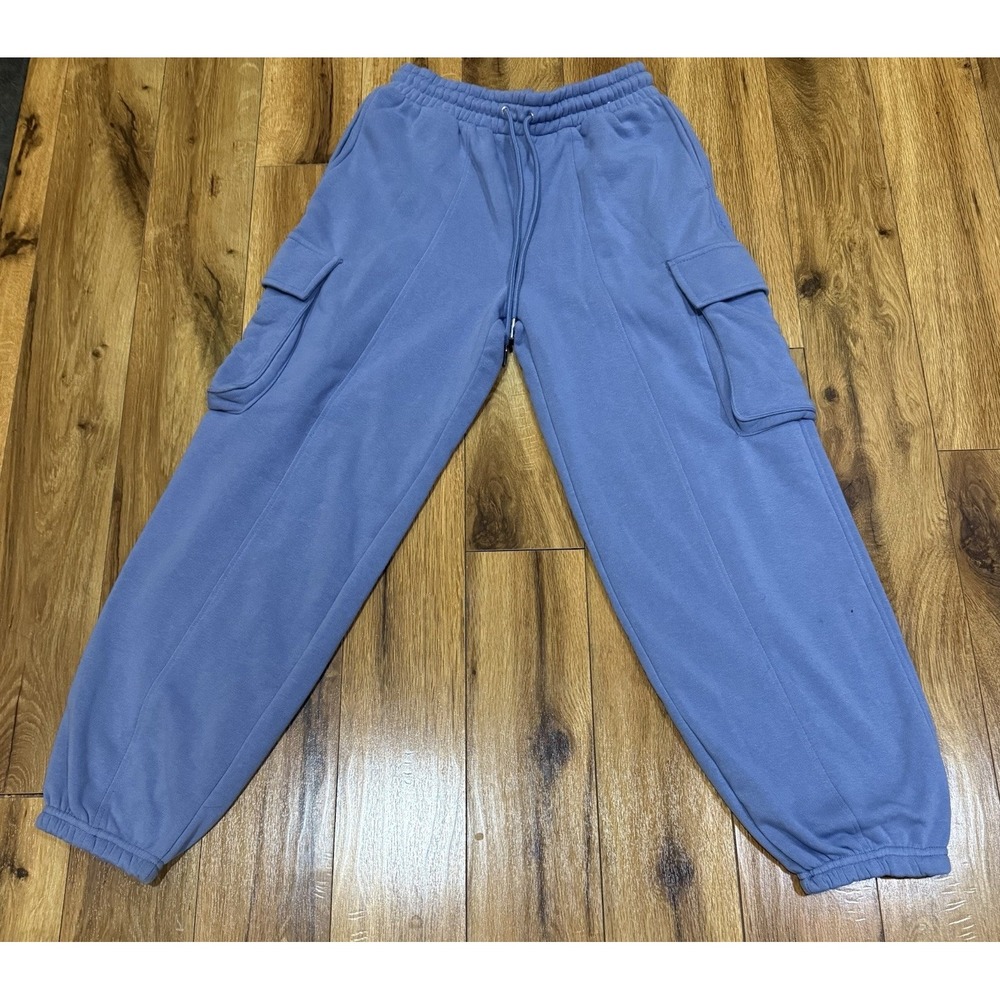 Women's M Cargo Joggers Blue Soft Drawstring Pockets Better Together Lounge Pant